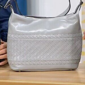 Patricia Nash WINNETT Vintage Distressed Leather Hobo Bag-GREY -nwt